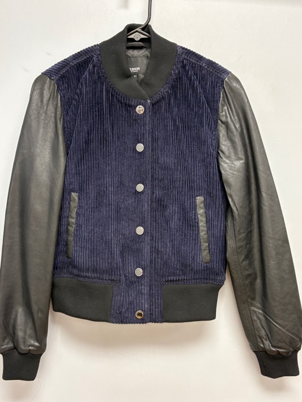 Hudson Los Angeles Corduroy & Leather Varsity Jacket XS New With Tags $495